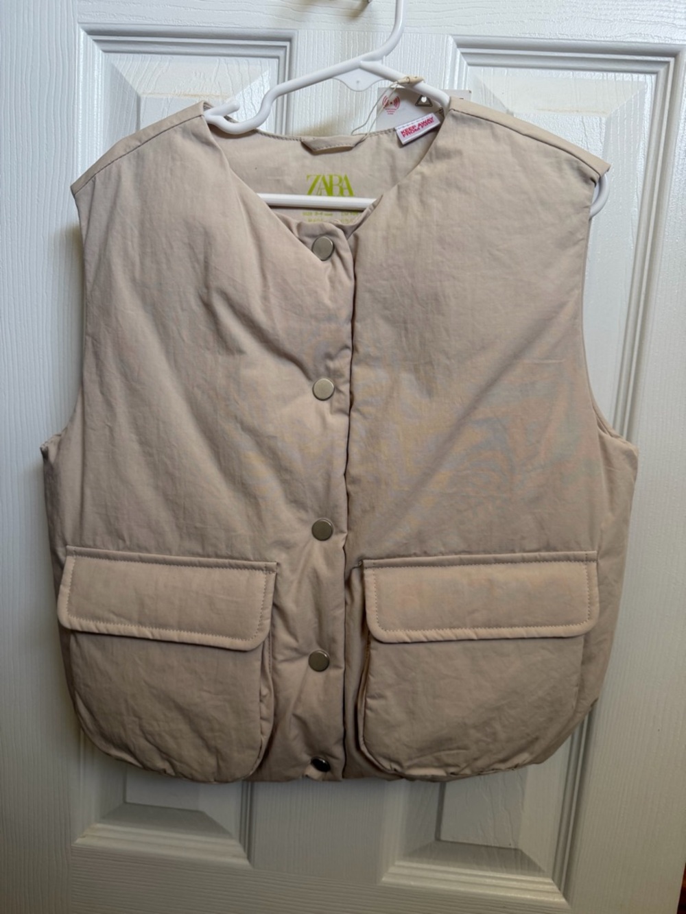 Zara Light Beige Quilted Vest